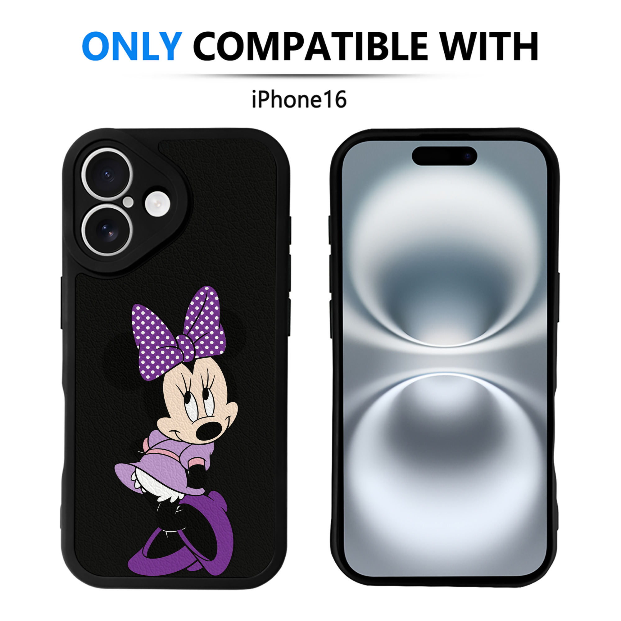 （画像用） ミッキーマウス Mickey Mouse 【iPhone 16シリーズ対応】シリコンスマホケース（レザー調） 材質：シリコン